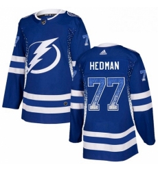 Mens Adidas Tampa Bay Lightning 77 Victor Hedman Authentic Blue Drift Fashion NHL Jersey 
