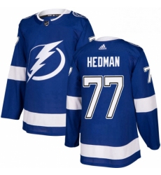 Mens Adidas Tampa Bay Lightning 77 Victor Hedman Authentic Royal Blue Home NHL Jersey 