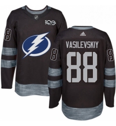 Mens Adidas Tampa Bay Lightning 88 Andrei Vasilevskiy Authentic Black 1917 2017 100th Anniversary NHL Jersey 