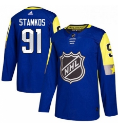 Mens Adidas Tampa Bay Lightning 91 Steven Stamkos Authentic Royal Blue 2018 All Star Atlantic Division NHL Jersey 