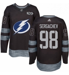 Mens Adidas Tampa Bay Lightning 98 Mikhail Sergachev Authentic Black 1917 2017 100th Anniversary NHL Jersey 