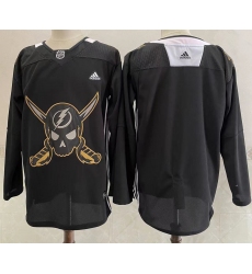 Men's Tampa Bay Lightning Blank Black Pirate Themed Warmup Authentic Jersey