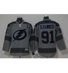 NHL Tampa Bay Lightning #91 Steven Stamkos Charcoal Cross Check Fashion jerseys