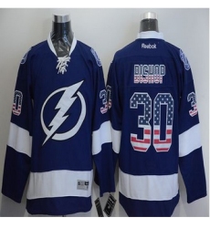 Tampa Bay Lightning #30 Ben Bishop Blue USA Flag Fashion Stitched NHL Jersey