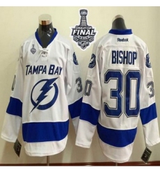 Tampa Bay Lightning #30 Ben Bishop White 2015 Stanley Cup Stitched NHL Jersey