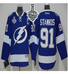 Tampa Bay Lightning #91 Steven Stamkos Blue 2015 Stanley Cup Stitched NHL Jersey