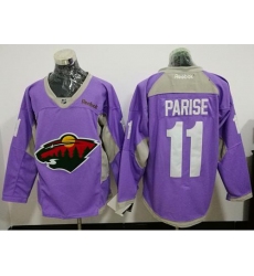Wild #11 Zach Parise Purple Fights Cancer Practice Stitched NHL Jersey