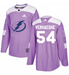 Youth Adidas Tampa Bay Lightning 54 Carter Verhaeghe Authentic Purple Fights Cancer Practice NHL Jersey 