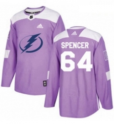 Youth Adidas Tampa Bay Lightning 64 Matthew Spencer Authentic Purple Fights Cancer Practice NHL Jersey 