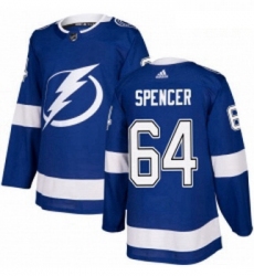 Youth Adidas Tampa Bay Lightning 64 Matthew Spencer Authentic Royal Blue Home NHL Jersey 