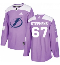 Youth Adidas Tampa Bay Lightning 67 Mitchell Stephens Authentic Purple Fights Cancer Practice NHL Jersey 