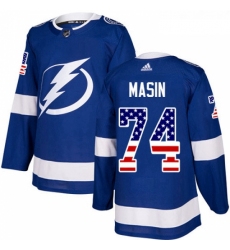Youth Adidas Tampa Bay Lightning 74 Dominik Masin Authentic Blue USA Flag Fashion NHL Jersey 