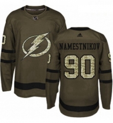 Youth Adidas Tampa Bay Lightning 90 Vladislav Namestnikov Authentic Green Salute to Service NHL Jersey 
