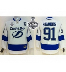 youth nhl jerseys tampa bay lightning #91 stamkos white[2015 stanley cup][patch C]