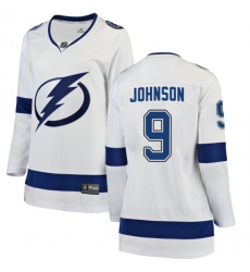 Women Adidas Tampa Bay Lightning 9 Tyler Johnson Premier White Home NHL Jersey