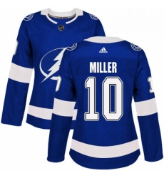 Womens Adidas Tampa Bay Lightning 10 JT Miller Authentic Royal Blue Home NHL Jerse
