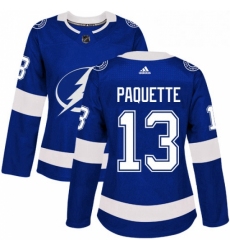 Womens Adidas Tampa Bay Lightning 13 Cedric Paquette Authentic Royal Blue Home NHL Jersey 