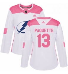 Womens Adidas Tampa Bay Lightning 13 Cedric Paquette Authentic WhitePink Fashion NHL Jersey 