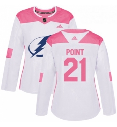 Womens Adidas Tampa Bay Lightning 21 Brayden Point Authentic WhitePink Fashion NHL Jersey 