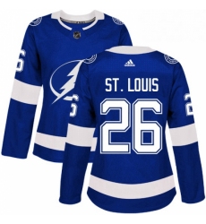 Womens Adidas Tampa Bay Lightning 26 Martin St Louis Authentic Royal Blue Home NHL Jersey 