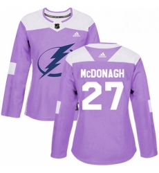 Womens Adidas Tampa Bay Lightning 27 Ryan McDonagh Authentic Purple Fights Cancer Practice NHL Jersey 