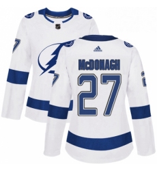 Womens Adidas Tampa Bay Lightning 27 Ryan McDonagh Authentic White Away NHL Jersey 