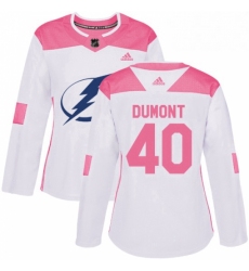 Womens Adidas Tampa Bay Lightning 40 Gabriel Dumont Authentic WhitePink Fashion NHL Jersey 