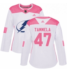 Womens Adidas Tampa Bay Lightning 47 Jonne Tammela Authentic WhitePink Fashion NHL Jersey 