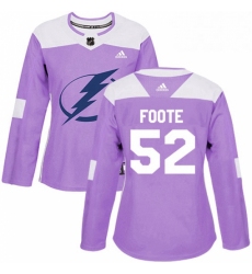 Womens Adidas Tampa Bay Lightning 52 Callan Foote Authentic Purple Fights Cancer Practice NHL Jersey 