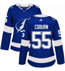 Womens Adidas Tampa Bay Lightning 55 Braydon Coburn Authentic Royal Blue Home NHL Jersey 