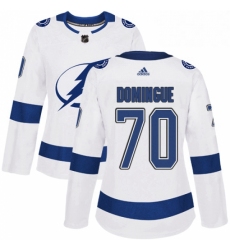 Womens Adidas Tampa Bay Lightning 70 Louis Domingue Authentic White Away NHL Jersey 