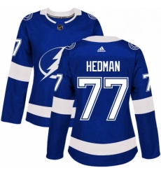 Womens Adidas Tampa Bay Lightning 77 Victor Hedman Authentic Royal Blue Home NHL Jersey 
