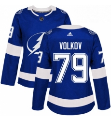 Womens Adidas Tampa Bay Lightning 79 Alexander Volkov Authentic Royal Blue Home NHL Jersey 