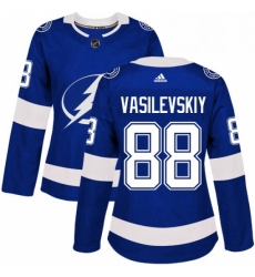 Womens Adidas Tampa Bay Lightning 88 Andrei Vasilevskiy Authentic Royal Blue Home NHL Jersey 
