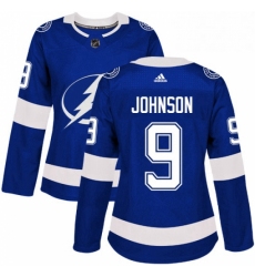 Womens Adidas Tampa Bay Lightning 9 Tyler Johnson Authentic Royal Blue Home NHL Jersey 