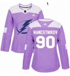Womens Adidas Tampa Bay Lightning 90 Vladislav Namestnikov Authentic Purple Fights Cancer Practice NHL Jersey 