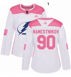 Womens Adidas Tampa Bay Lightning 90 Vladislav Namestnikov Authentic WhitePink Fashion NHL Jersey 