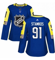 Womens Adidas Tampa Bay Lightning 91 Steven Stamkos Authentic Royal Blue 2018 All Star Atlantic Division NHL Jersey 