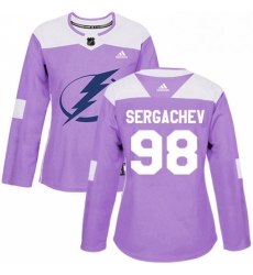 Womens Adidas Tampa Bay Lightning 98 Mikhail Sergachev Authentic Purple Fights Cancer Practice NHL Jersey 