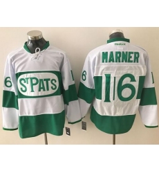 Maple Leafs #16 Mitchell Marner White Green St. Patrick's Day Stitched NHL Jersey