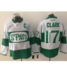 Maple Leafs #17 Wendel Clark White Green St. Patrick's Day Stitched NHL Jersey