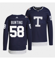 Men Toronto Maple Leafs 58 Michael Bunting 2022 Heritage Classic Navy Stitched jersey