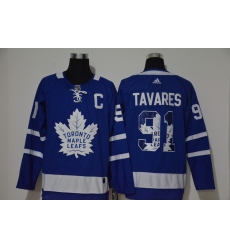 Men Toronto Maple Leafs 91 John Tavares Blue Adidas Fashion Jersey