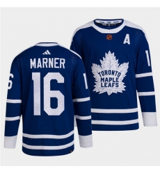 Men Toronto Maple Leafs Black 16 Mitch Marner Blue 2022 Reverse Retro Stitched Jersey