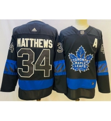 Men Toronto Maple Leafs Black 34 Auston Matthews Alternate Premier Breakaway Reversible Stitched jersey