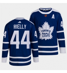 Men Toronto Maple Leafs Black 44 Morgan Rielly Blue 2022 Reverse Retro Stitched Jersey