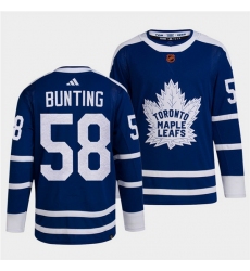 Men Toronto Maple Leafs Black 58 Michael Bunting Blue 2022 Reverse Retro Stitched Jersey
