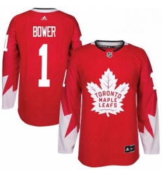 Mens Adidas Toronto Maple Leafs 1 Johnny Bower Premier Red Alternate NHL Jersey 