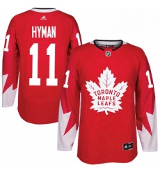 Mens Adidas Toronto Maple Leafs 11 Zach Hyman Authentic Red Alternate NHL Jersey 