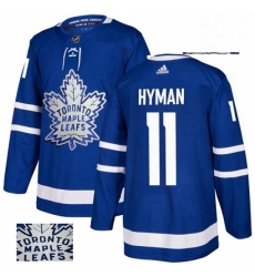Mens Adidas Toronto Maple Leafs 11 Zach Hyman Authentic Royal Blue Fashion Gold NHL Jersey 
